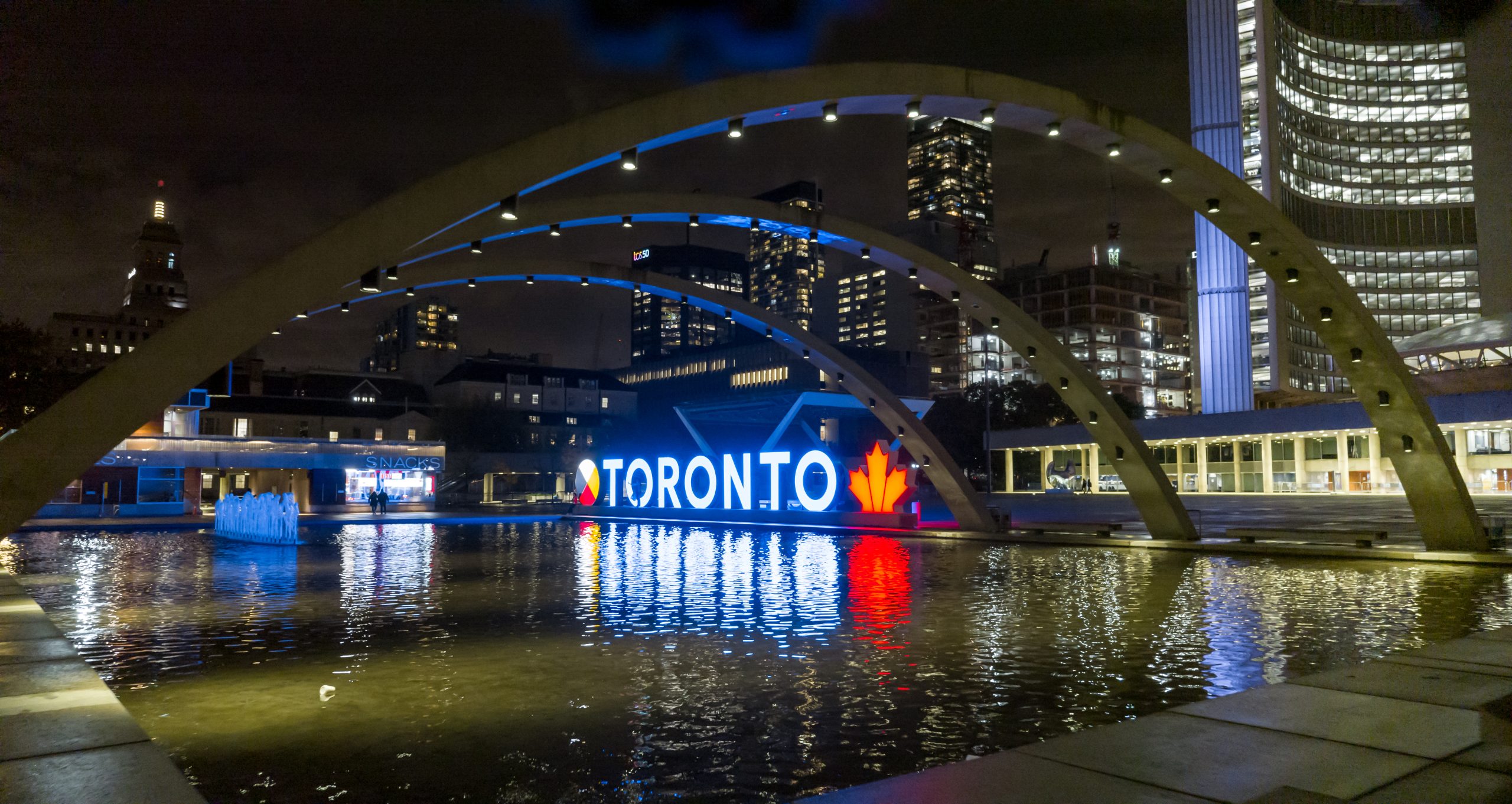Nathan Phillips Square City Hall Toronto Sign Night Attractions Image Scaled 